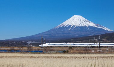 Mt Fuji ve Tokaido Shinkansen görünümü