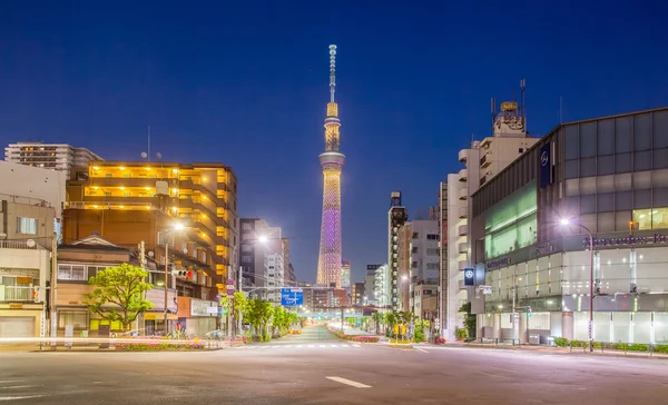 Tokyo byggnad Visa på natten — Stockfoto