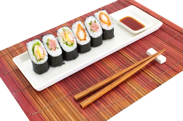 Comida japonesa Rollos de sushi — Foto de Stock