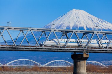 Mt Fuji ve Tokaido Shinkansen görünümü