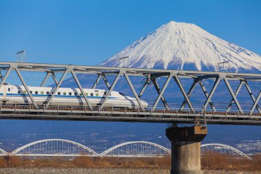 Mt Fuji ve Tokaido Shinkansen görünümü