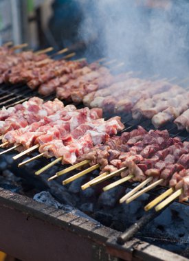 Şiş ile kavrulmuş domuz eti