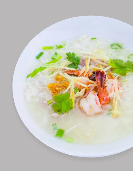 Congee de arroz mezclado con camarones —  Fotos de Stock