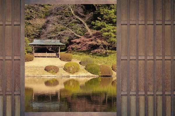 Japonský dům okno — Stock fotografie