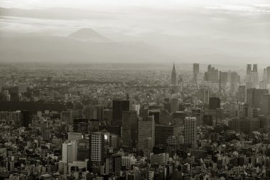 Tokyo gökdelenler ve dağ Fuji
