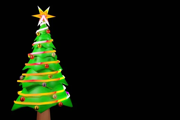 Bellissimo Albero Natale Decorazioni Colorate Ornamenti Scintille Luci Rendering — Foto Stock