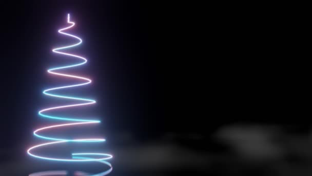 Hermoso Resplandeciente Árbol Navidad Neón Brilla Luces Fondo Renderizado — Vídeo de stock