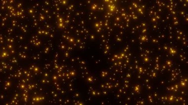 soyut lüks parlayan altın parçacıklar siyah zemin üzerinde daireler çiziyor 3D