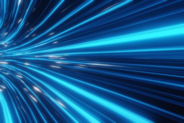 Soyut fütüristik akış Dijital veri neon hız hareketi Parlayan ışık, tünel arkaplan 3D görüntüleme