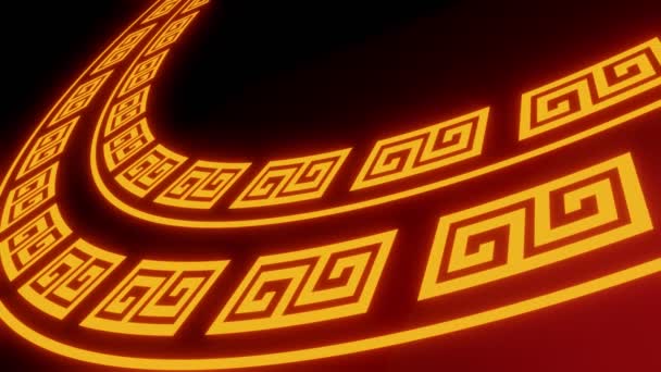 ゴールドサークル幸せな中国の新年の背景3Dレンダリングのためのネオンフレームを光る — ストック動画