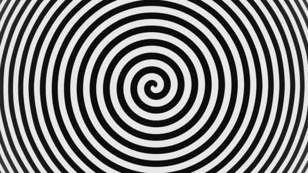 Abstract Psychedelic Twisting Hypnos Circles Black White Background Rendering — ストック動画