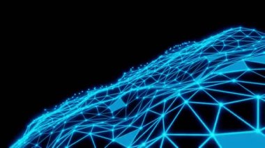 Soyut mavi Plexus Çizgileri ve Noktalar Geometrik Bağlantı Dijital İletişim Teknolojisi 3D