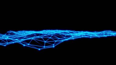 Soyut mavi Plexus Çizgileri ve Noktalar Geometrik Bağlantı Dijital İletişim Teknolojisi 3D