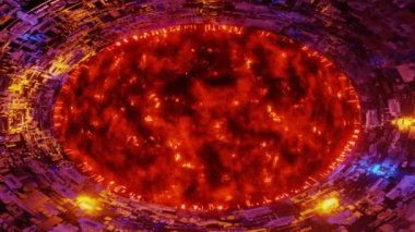 Parlak plazma motorlu uzaylı uzay gemisi arkaplanı 3D