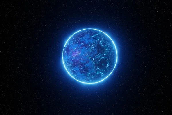 Абстрактная Футуристическая Технология Сетевая Космическая Планета Фон Рендеринг — стоковое фото