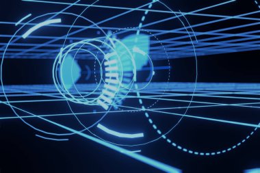 Soyut Bilim-Kurgu Gelecekçi hologramı HUD GUI 3D arka grup