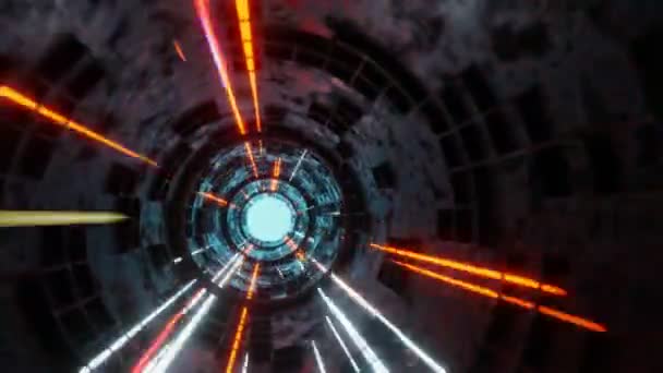 Tecnología Brillante Plasma Motor Tubo Túnel Nave Espacial Alienígena Fondo — Vídeos de Stock