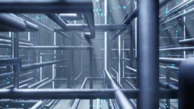 Elektrik hattı borusu Sunucu odası veri girişi arkaplan 3 boyutlu oluşturma