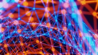 Soyut geleceksel ışıldayan Plexus Geometrik Şekiller Ağ bağlantısı arkaplanı 3B oluşturma