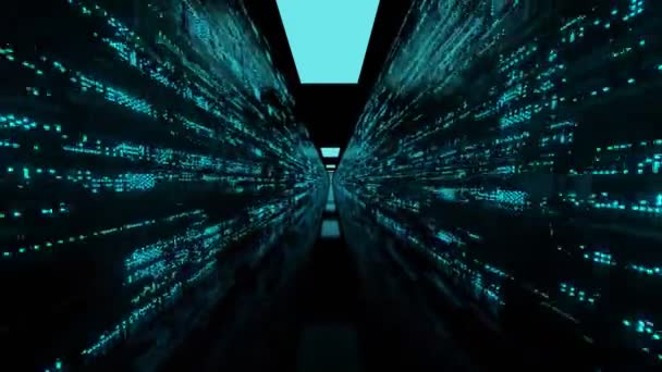 Futuristic Network Data Center Servers Supercomputers Background Rendering — Stock Video