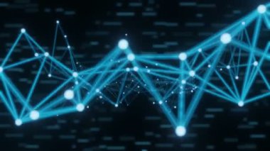 Soyut Parlak Mavi Pleksus Geometrik Şekiller Çizgiler ve Noktalar 3B oluşturma
