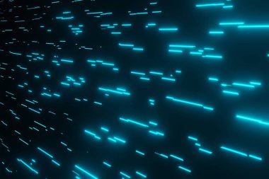 Gelecekçi Mavi Parlayan neon çizgileri Uzay Işıkları arkaplan 3D görüntüleme