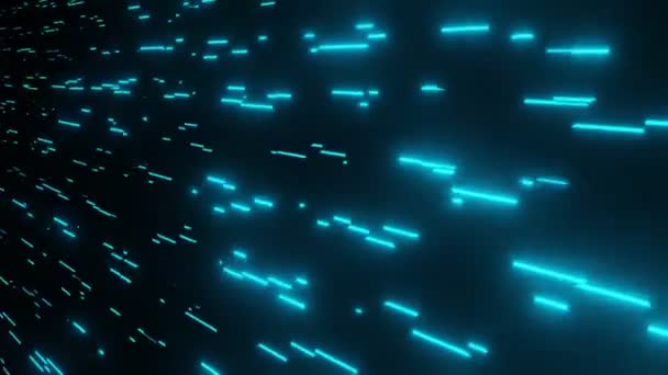 Garis Neon Bercahaya Biru Futuristik Cahaya Latar Belakang Space Rendering — Stok Video