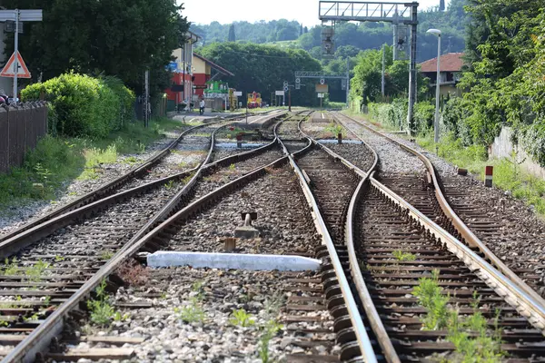 Eisenbahnschienen im alten Land — Stockfoto