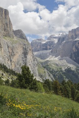 kayalık dağ ve bulutlu gökyüzü