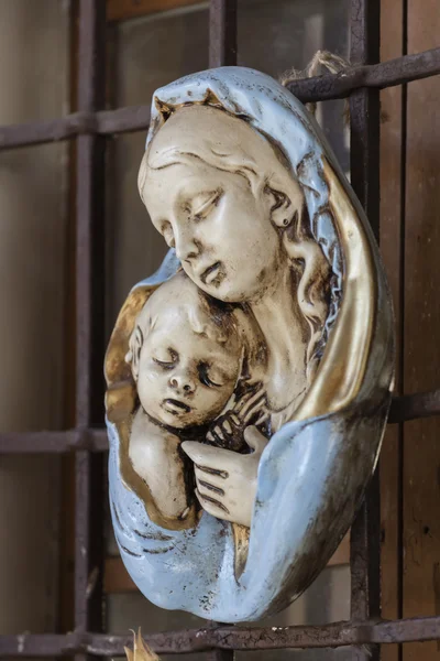 Old frame with Madonna with Jesus — Stock Photo, Image