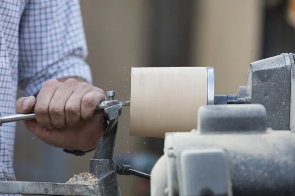 Old lathe in operation — Stock Photo, Image