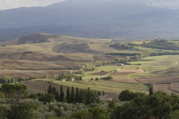 Hügelige Landschaft, Toskana, Italien — Stockfoto