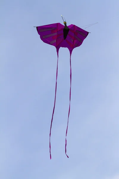 Kleurrijke vliegers vliegen in de lucht — Stockfoto