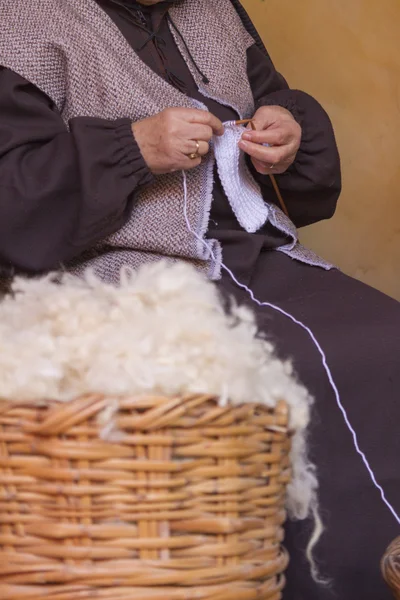 Pletení s vlnou — Stock fotografie