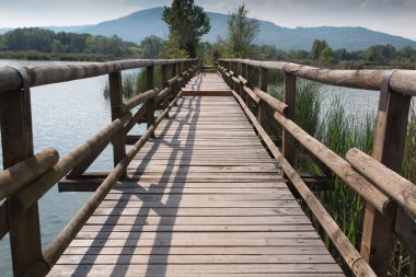 Göldeki tahta köprü.