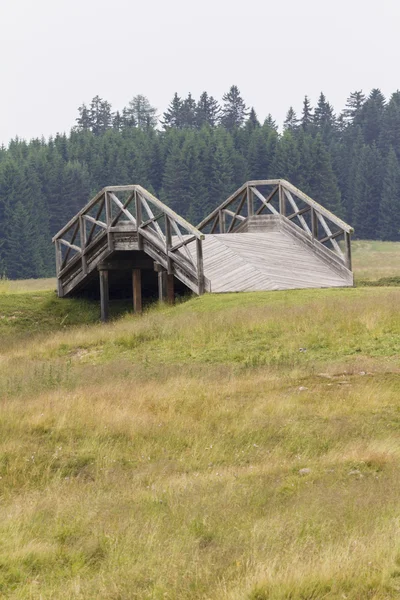 Деревянный мост на горе — стоковое фото