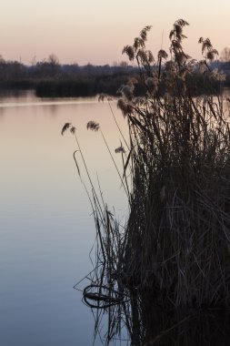 günbatımı manzara gölde