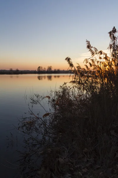 Landscape lake at sunset — Stock Photo, Image