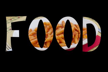 siyah arka plan üzerine İtalyan makarna