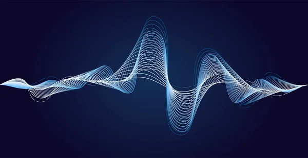 Blaue Schallwelle Erdbeben Impuls Vibrationswellen Ertönen Minimale Energiewellen Dynamische Kurve Stockvektor