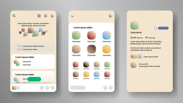 Clubhouse audio chat app interface. Voice club. House of talking people. Chatting room. Social media app screen. Vector illustration