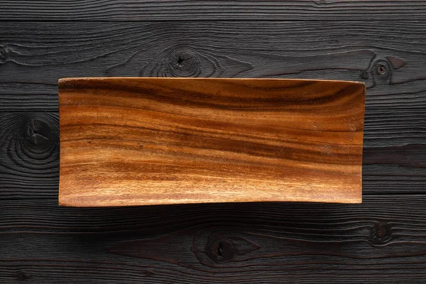 Prostokątna Drewniana Płyta Drewnianym Tle Widok Góry — Zdjęcie stockowe