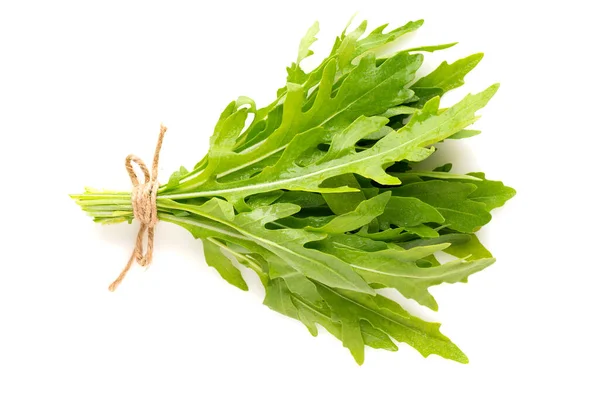 Bunch Fresh Arugula Isolated White Background Top View — Stock Photo, Image