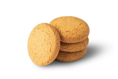 Beyaz arkaplanda izole edilmiş yulaf ezmeli kurabiye grubu