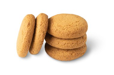 Beyaz arkaplanda izole edilmiş yulaf ezmeli kurabiye grubu