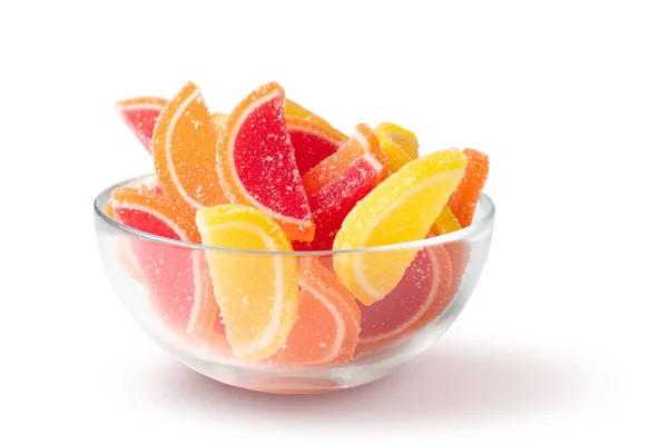 Sugar Jelly Candies Form Fruit Slices Isolated White Background — Stock Photo, Image