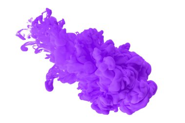 Sudaki akrilik mürekkep beyaz arkaplanda izole edilmiş soyut bir duman deseni oluşturur.