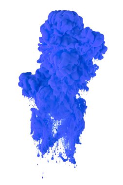 Sudaki akrilik mürekkep beyaz arkaplanda izole edilmiş soyut bir duman deseni oluşturur.