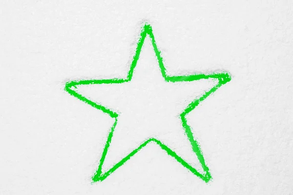 Star painted on frozen window — Stock Photo, Image