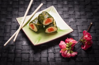 Vegetarian sushi with flowers clipart